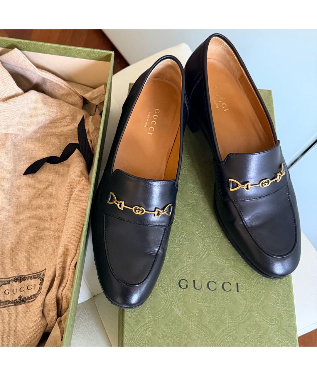 GUCCI Черные кожаные лоферы, фото 2