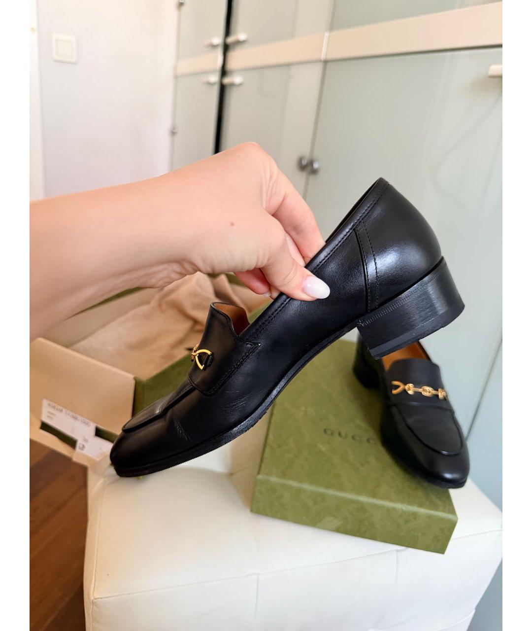 GUCCI Черные кожаные лоферы, фото 5