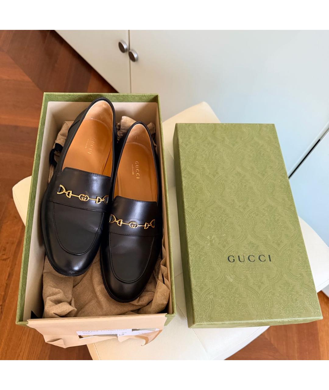 GUCCI Черные кожаные лоферы, фото 8