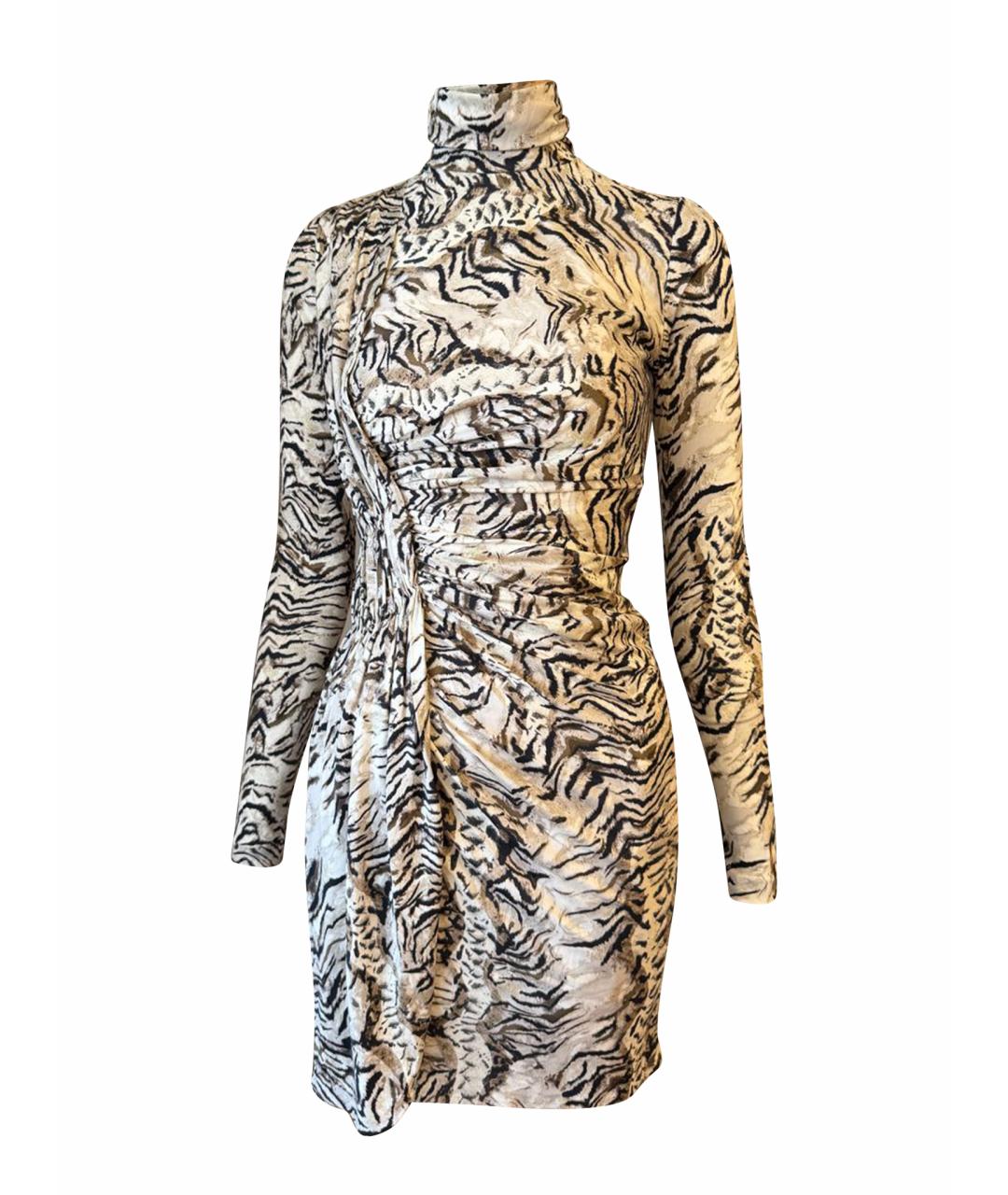 BLUMARINE Бежевое шелковое коктейльное платье, фото 1