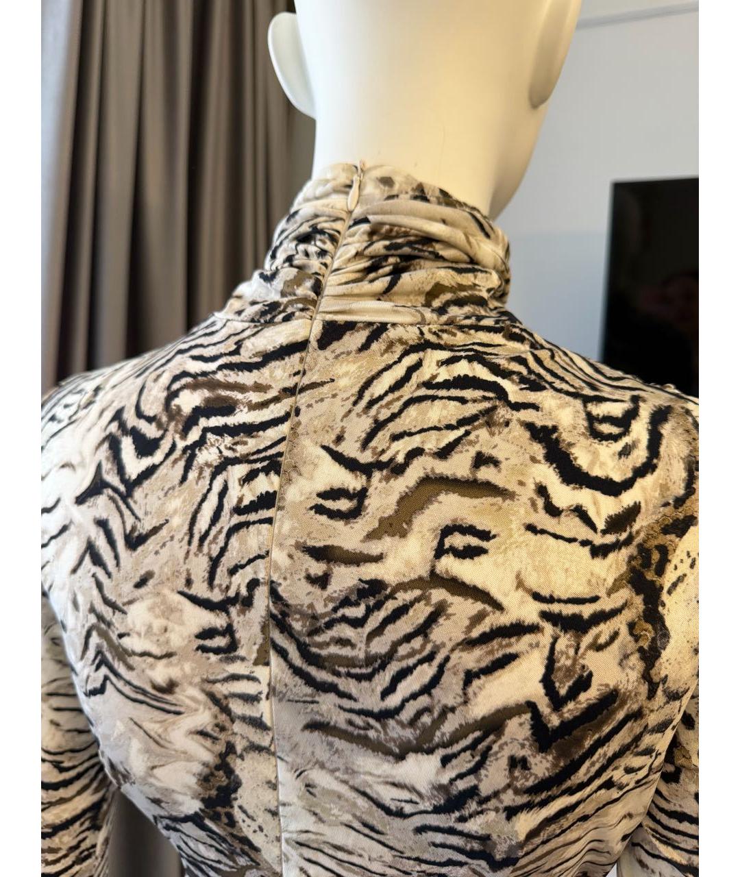 BLUMARINE Бежевое шелковое коктейльное платье, фото 3