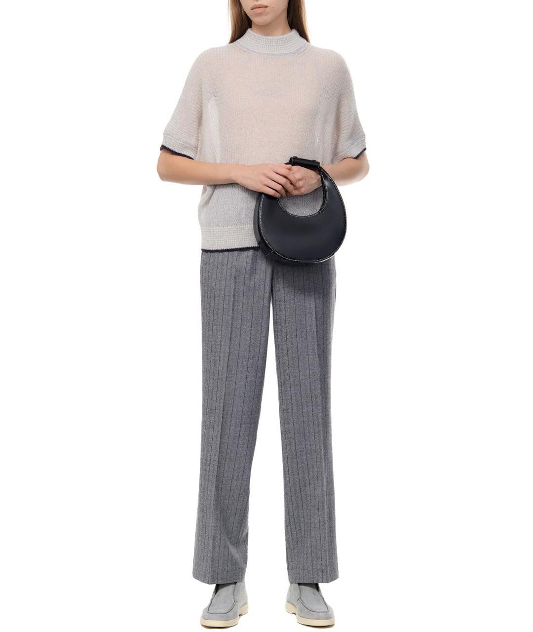 PESERICO Серые шерстяные прямые брюки, фото 6