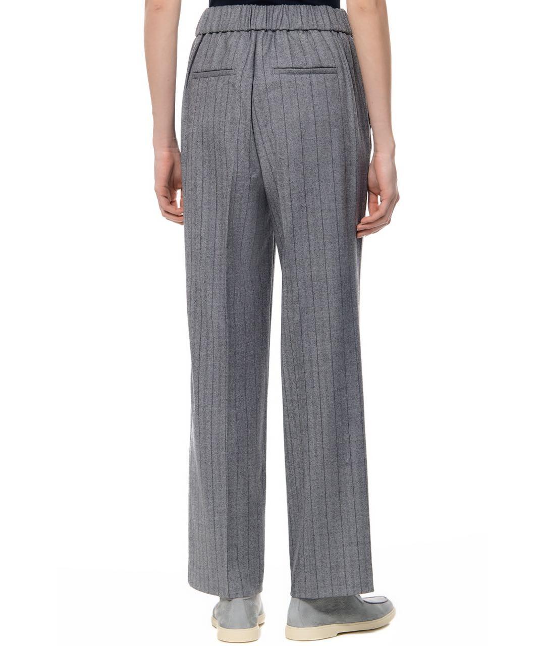 PESERICO Серые шерстяные прямые брюки, фото 5