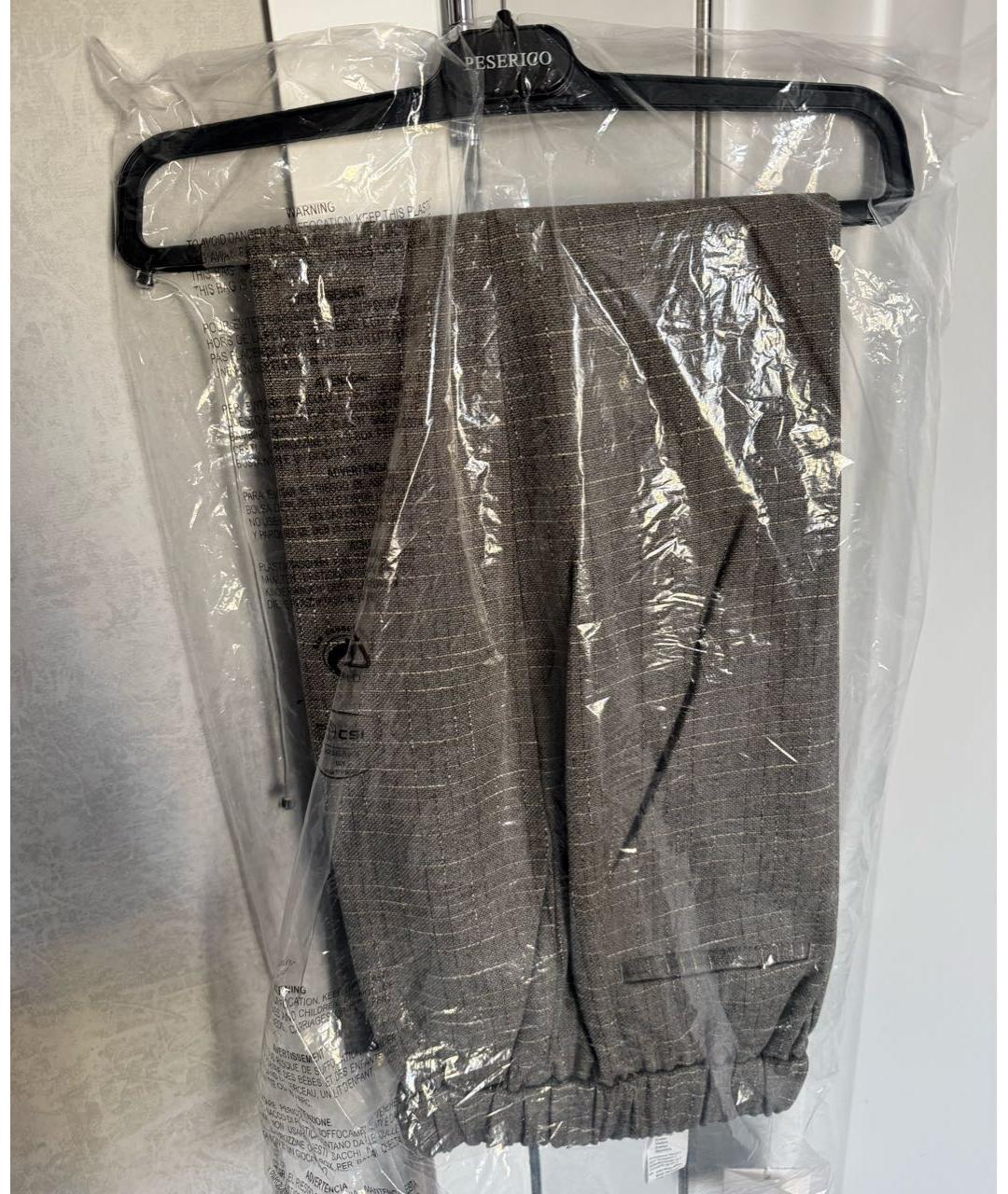 PESERICO Серые шерстяные прямые брюки, фото 7