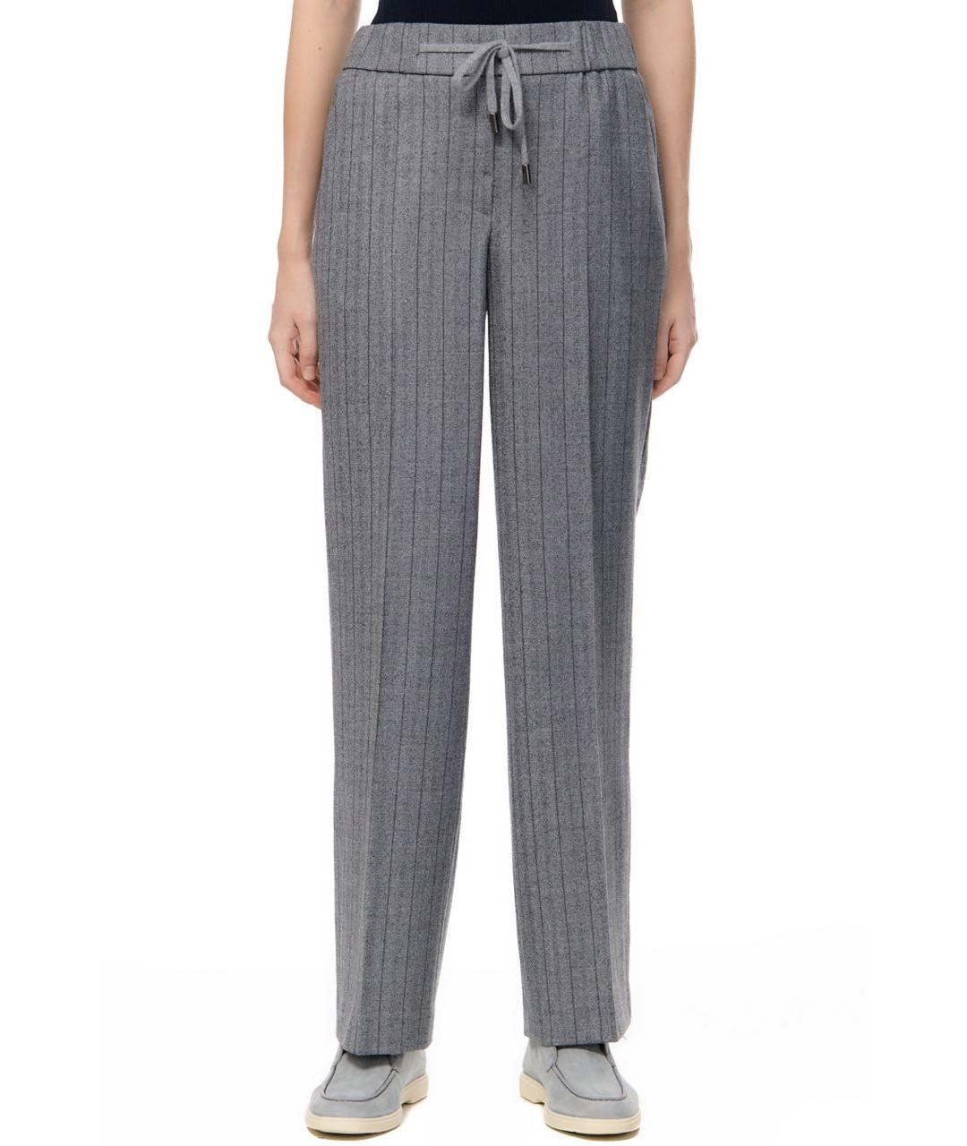 PESERICO Серые шерстяные прямые брюки, фото 3