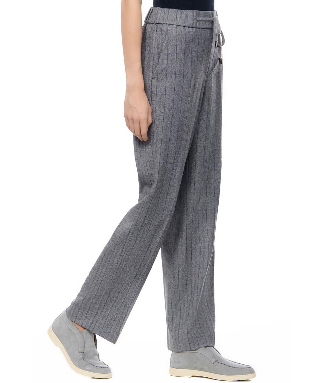 PESERICO Серые шерстяные прямые брюки, фото 4