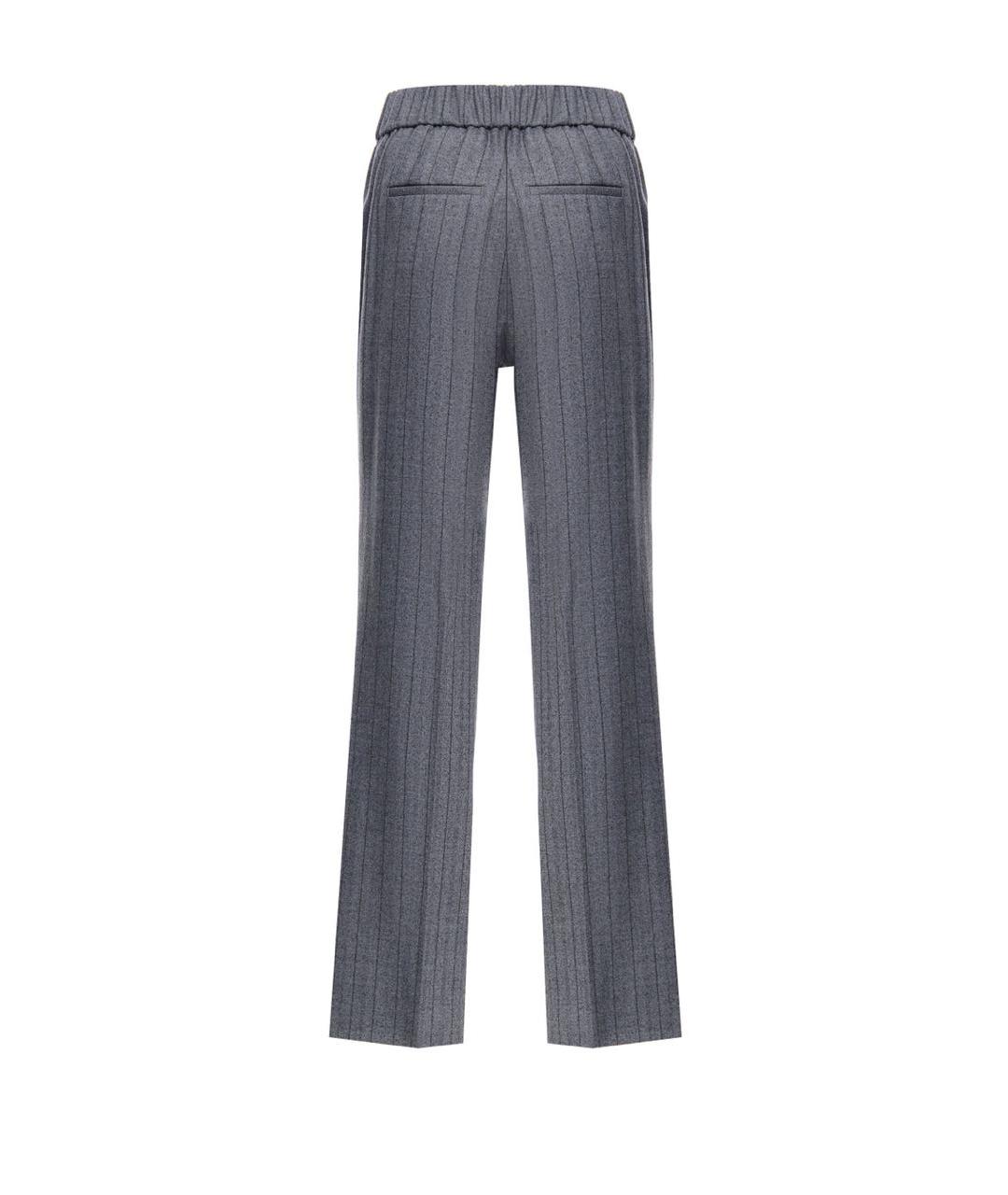 PESERICO Серые шерстяные прямые брюки, фото 2