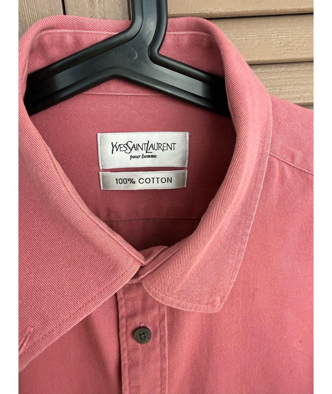 SAINT LAURENT Розовая хлопковая рубашка, фото 3