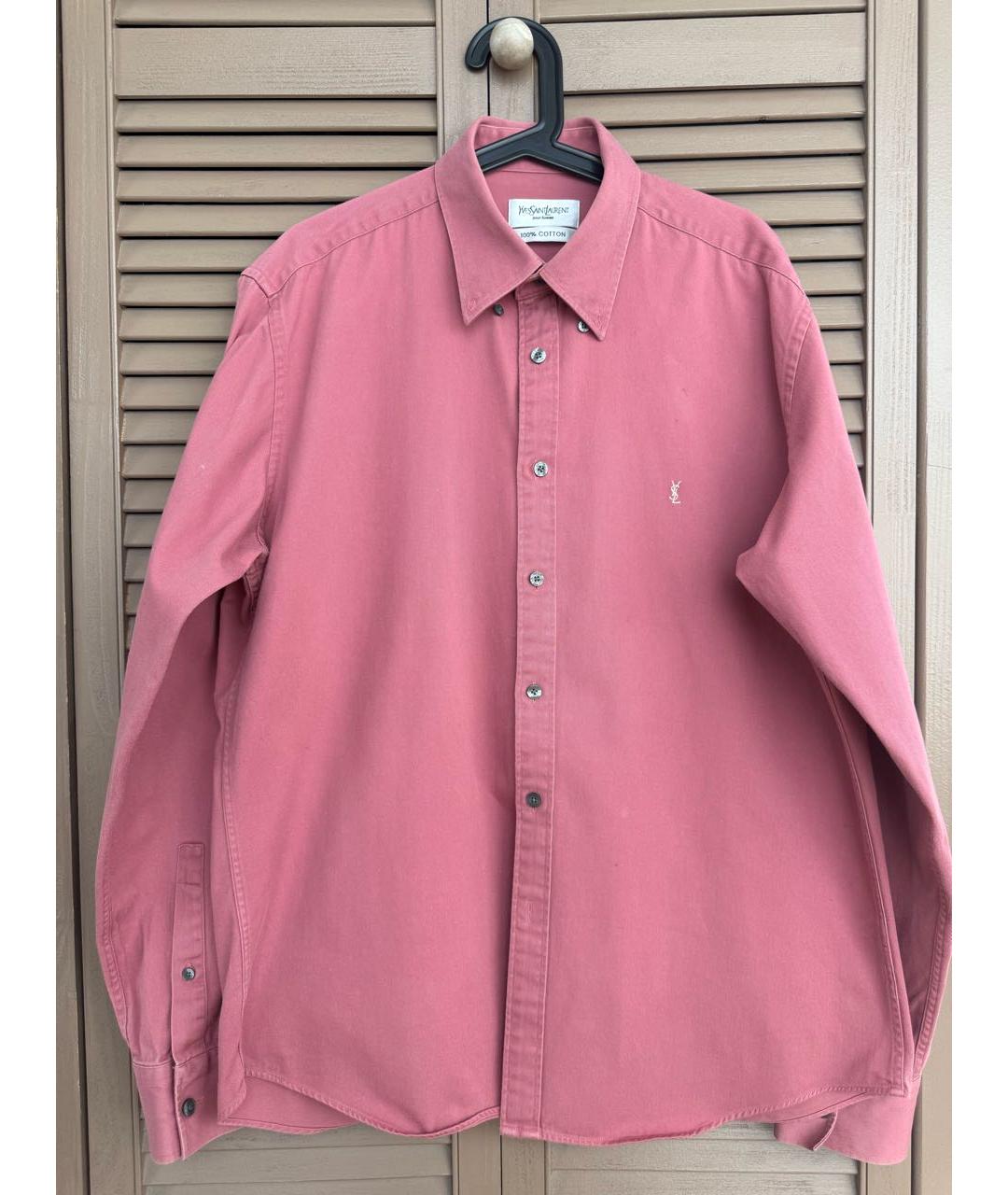 SAINT LAURENT Розовая хлопковая рубашка, фото 5
