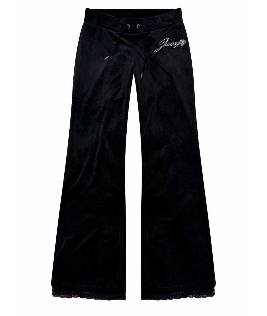 JUICY COUTURE Черные полиэстеровые прямые брюки, фото 1