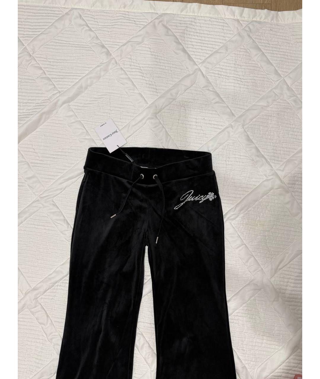 JUICY COUTURE Черные полиэстеровые прямые брюки, фото 8