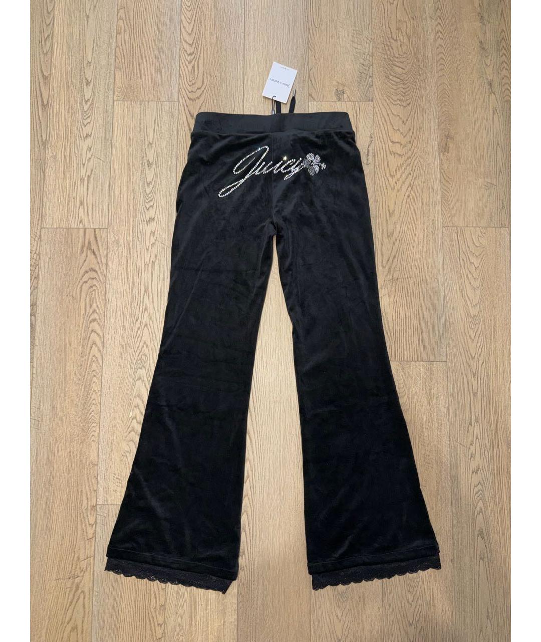 JUICY COUTURE Черные полиэстеровые прямые брюки, фото 2