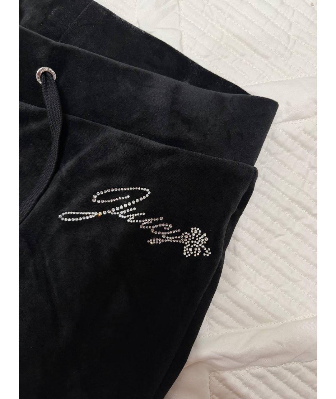 JUICY COUTURE Черные полиэстеровые прямые брюки, фото 4