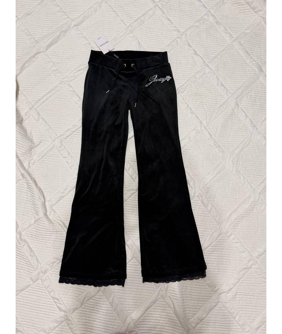 JUICY COUTURE Черные полиэстеровые прямые брюки, фото 9