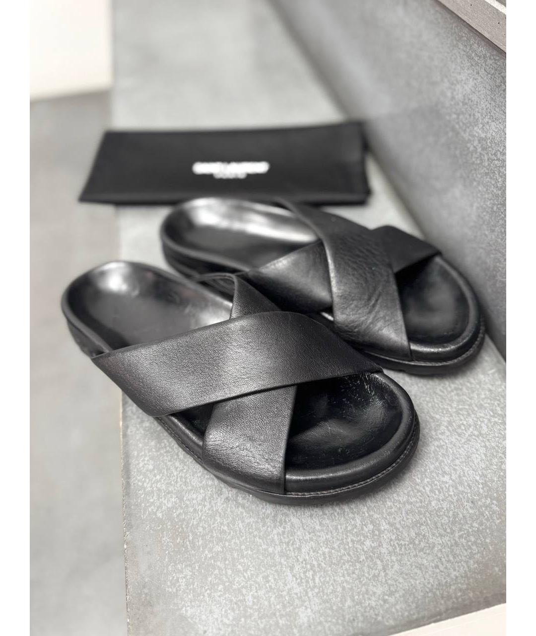 SAINT LAURENT Черные кожаные сандалии, фото 2