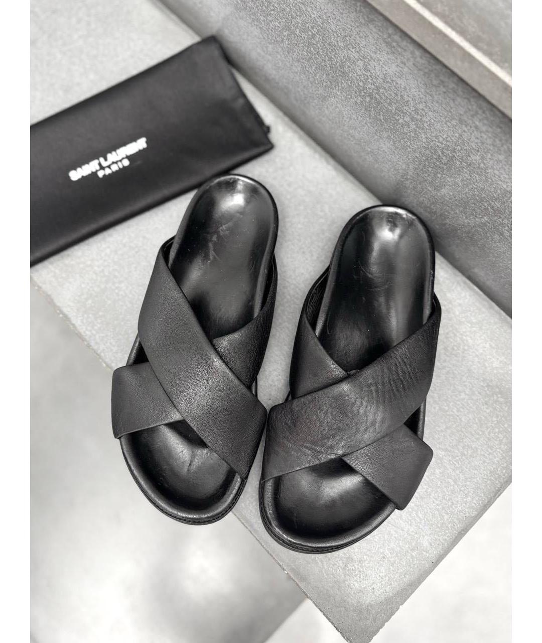 SAINT LAURENT Черные кожаные сандалии, фото 3