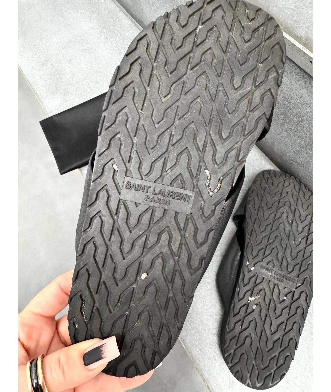 SAINT LAURENT Черные кожаные сандалии, фото 5