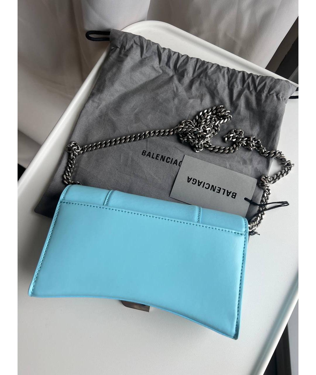 BALENCIAGA Голубая кожаная сумка через плечо, фото 4