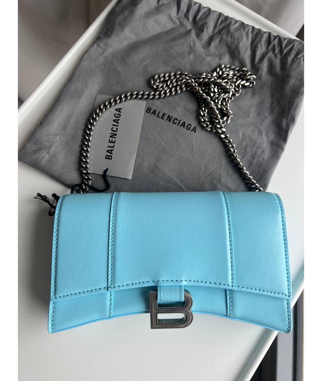 BALENCIAGA Голубая кожаная сумка через плечо, фото 3