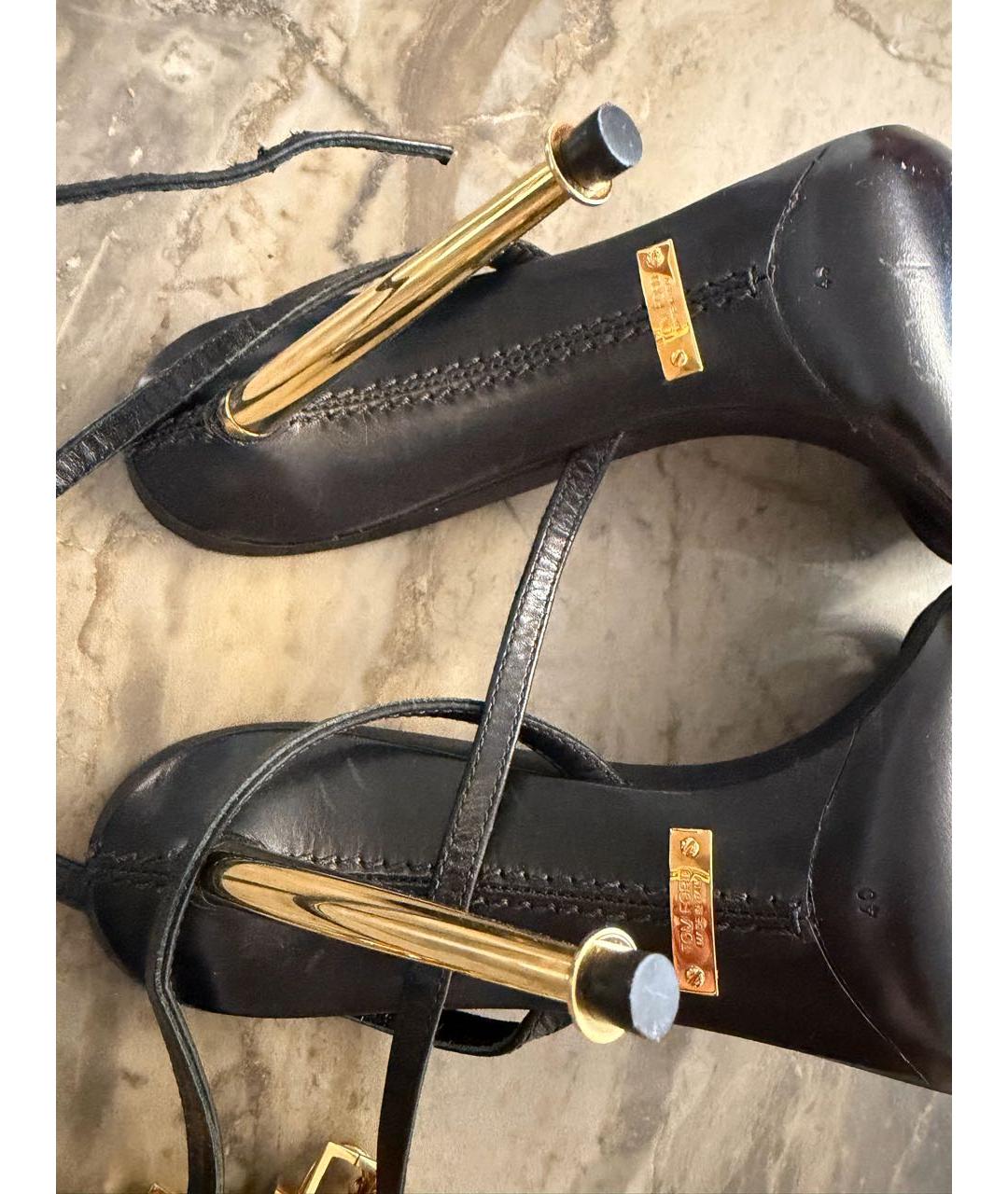 TOM FORD Черные кожаные босоножки, фото 3