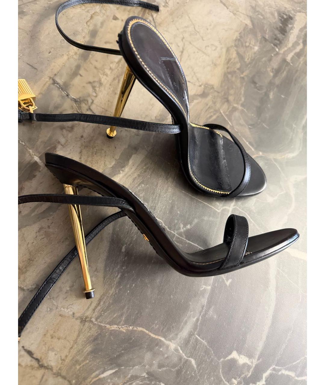 TOM FORD Черные кожаные босоножки, фото 5