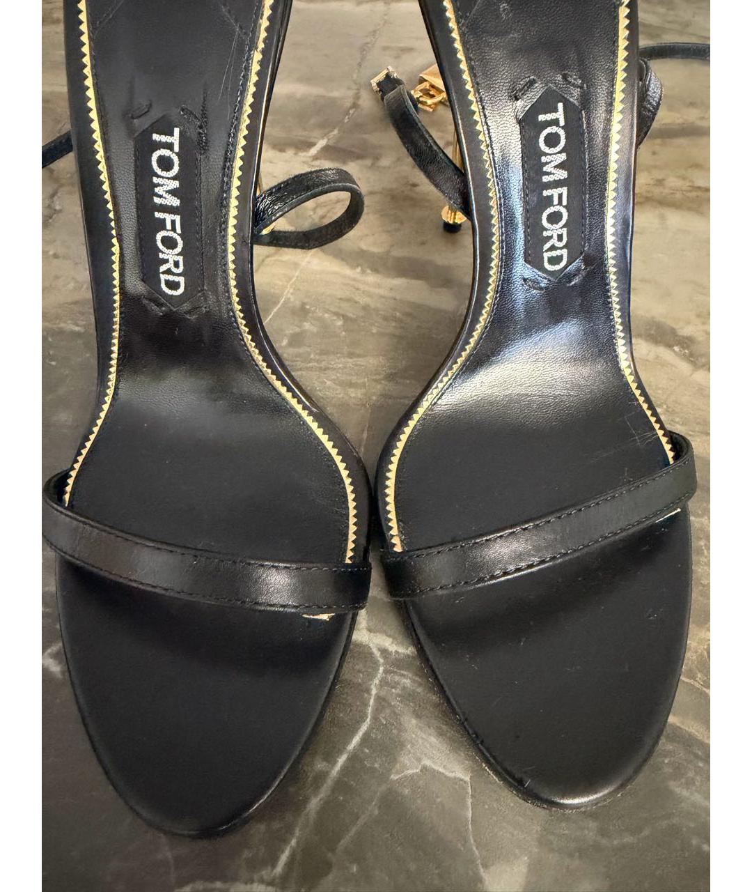 TOM FORD Черные кожаные босоножки, фото 2