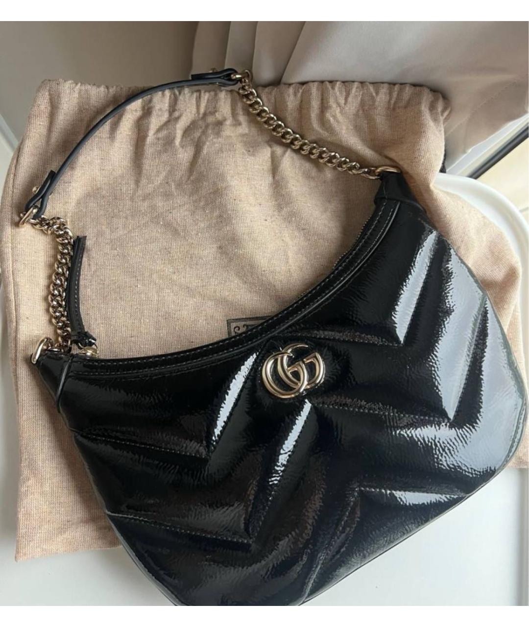 GUCCI Черная кожаная сумка через плечо, фото 6