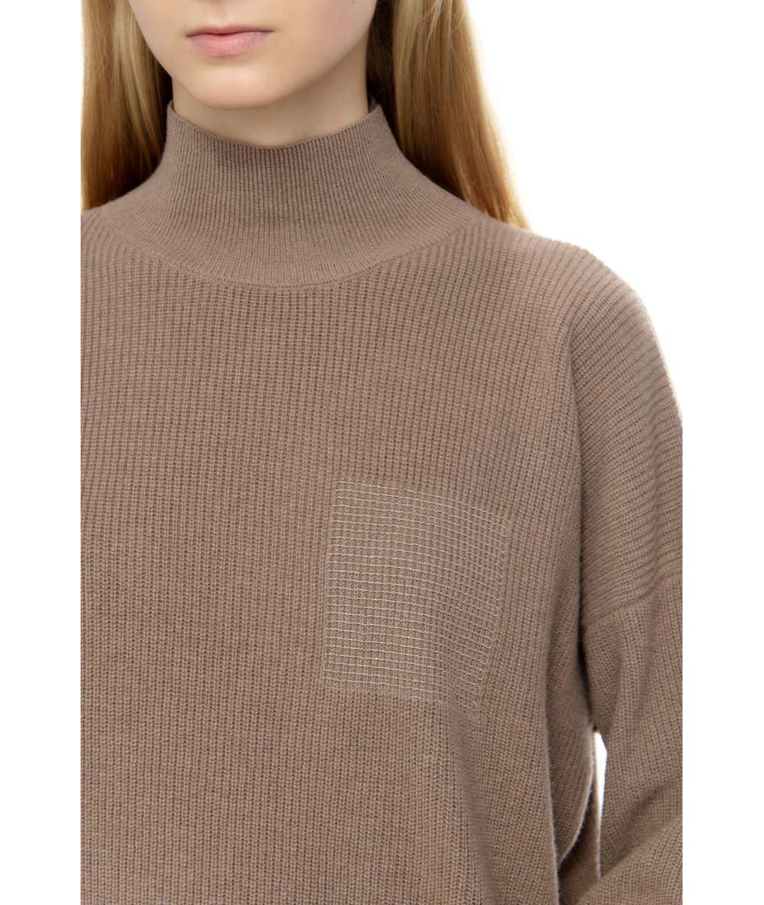 PESERICO Коричневый шелковый джемпер / свитер, фото 5