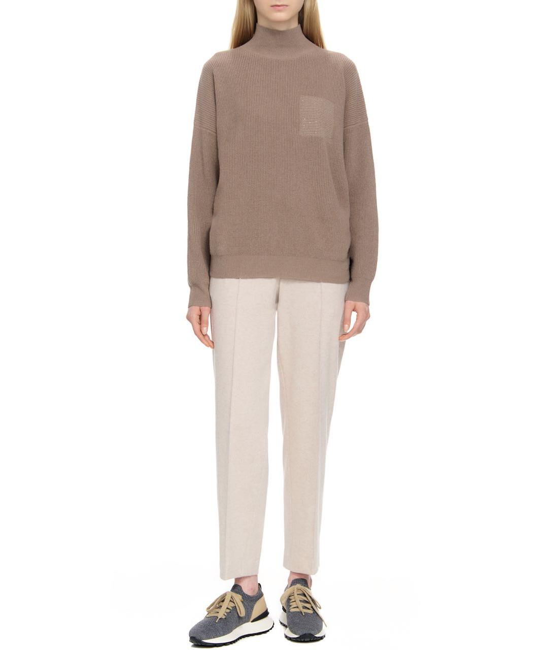 PESERICO Коричневый шелковый джемпер / свитер, фото 2