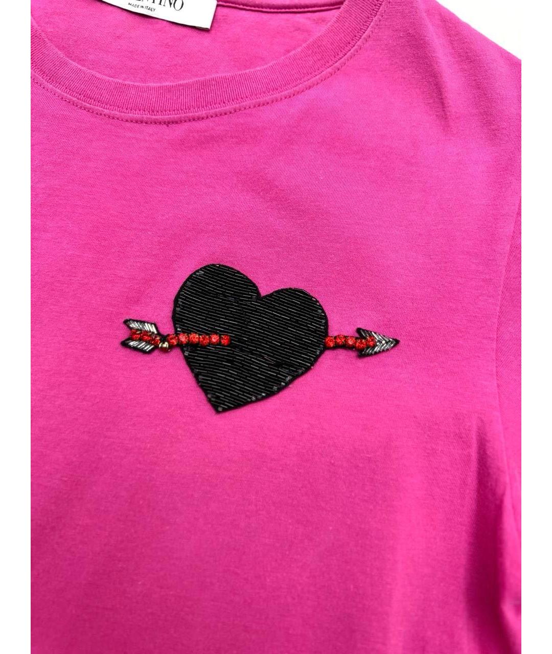 VALENTINO Розовая хлопковая футболка, фото 4