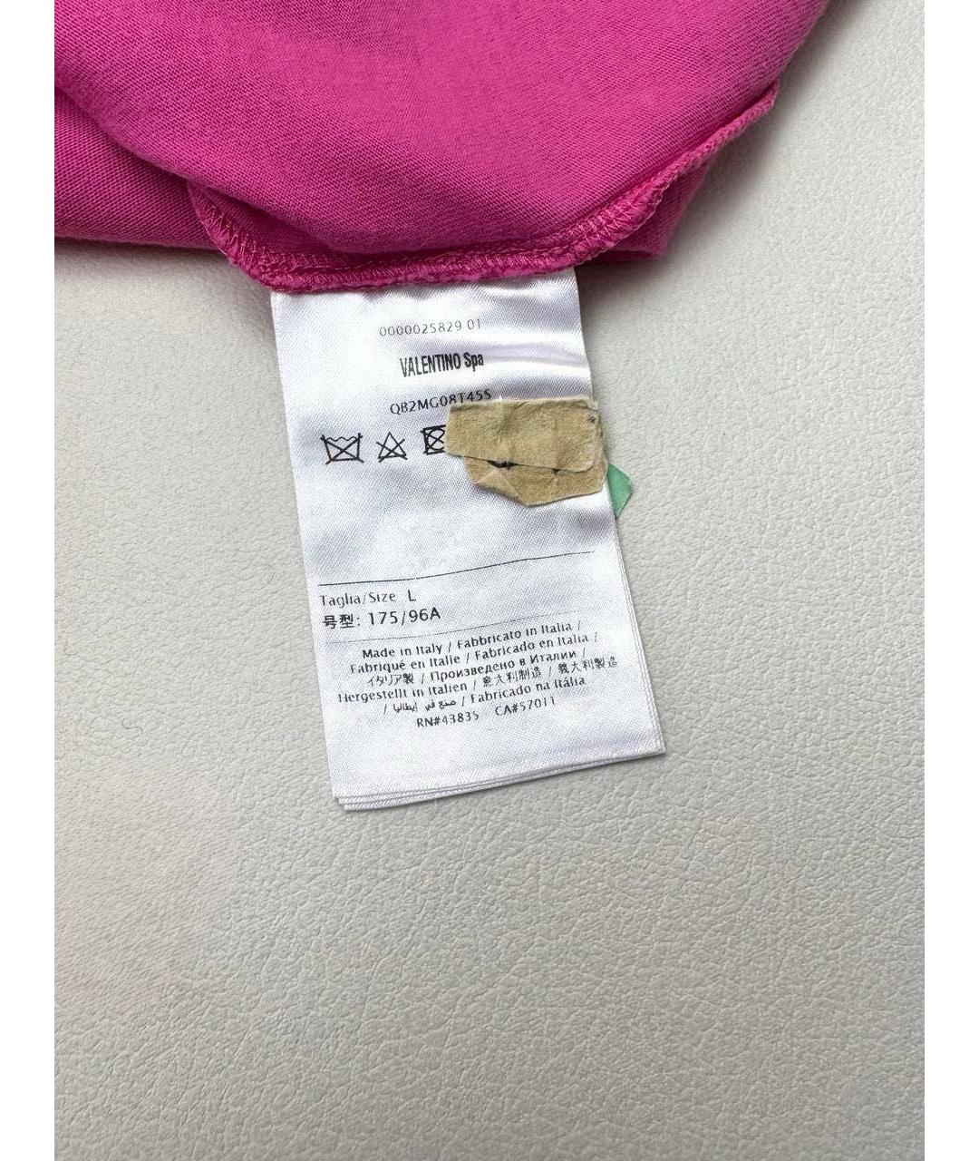 VALENTINO Розовая хлопковая футболка, фото 5