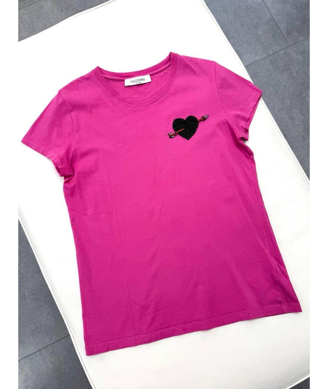 VALENTINO Розовая хлопковая футболка, фото 8