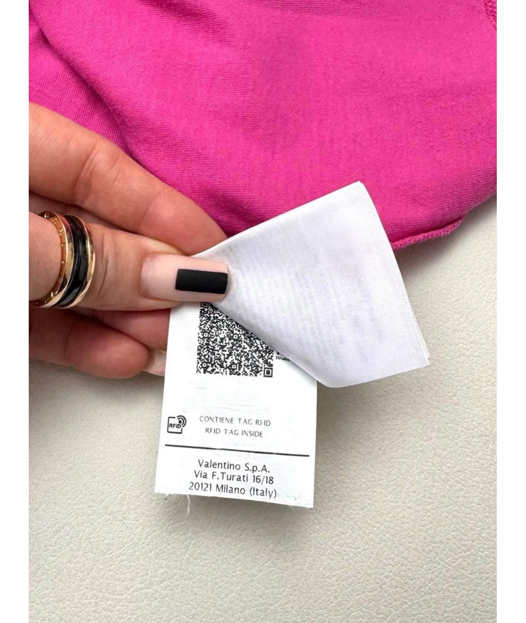 VALENTINO Розовая хлопковая футболка, фото 6