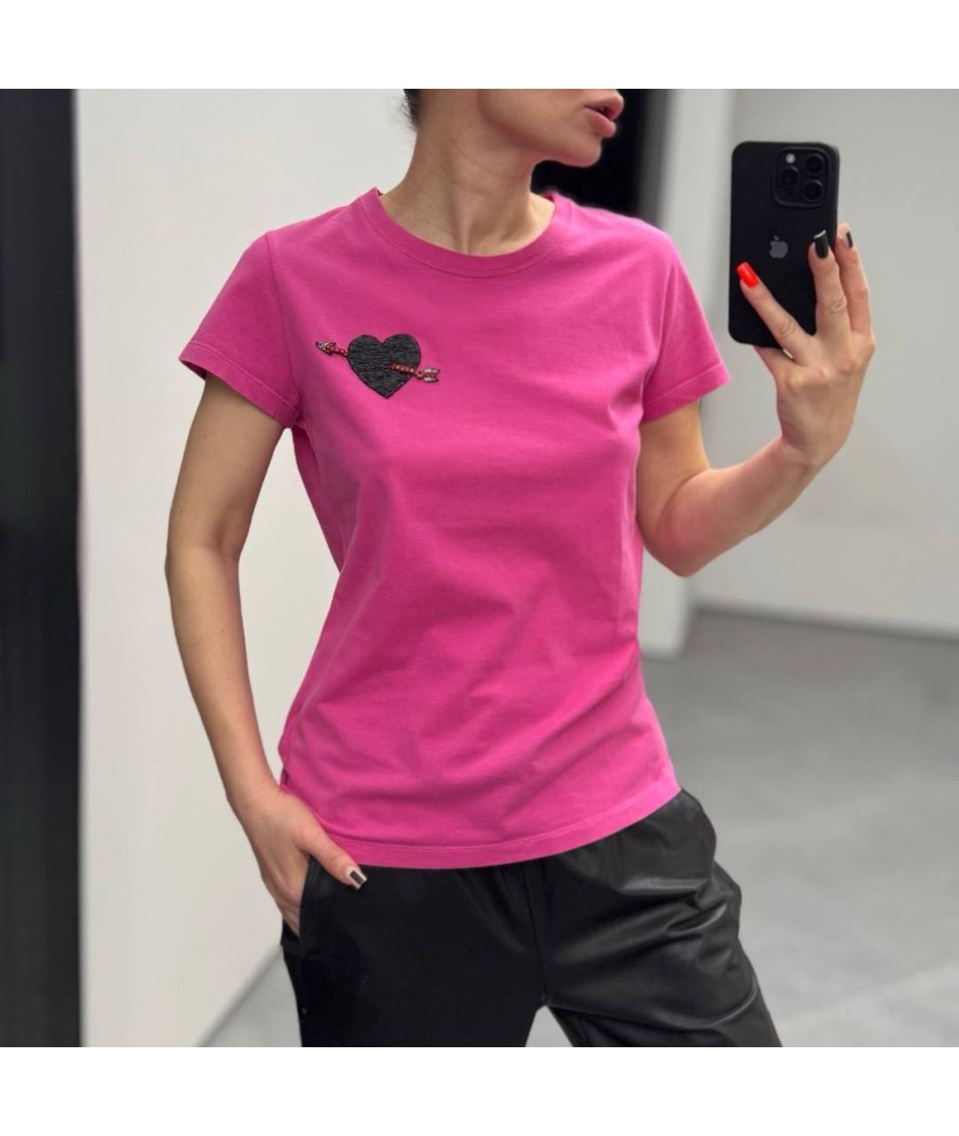 VALENTINO Розовая хлопковая футболка, фото 7