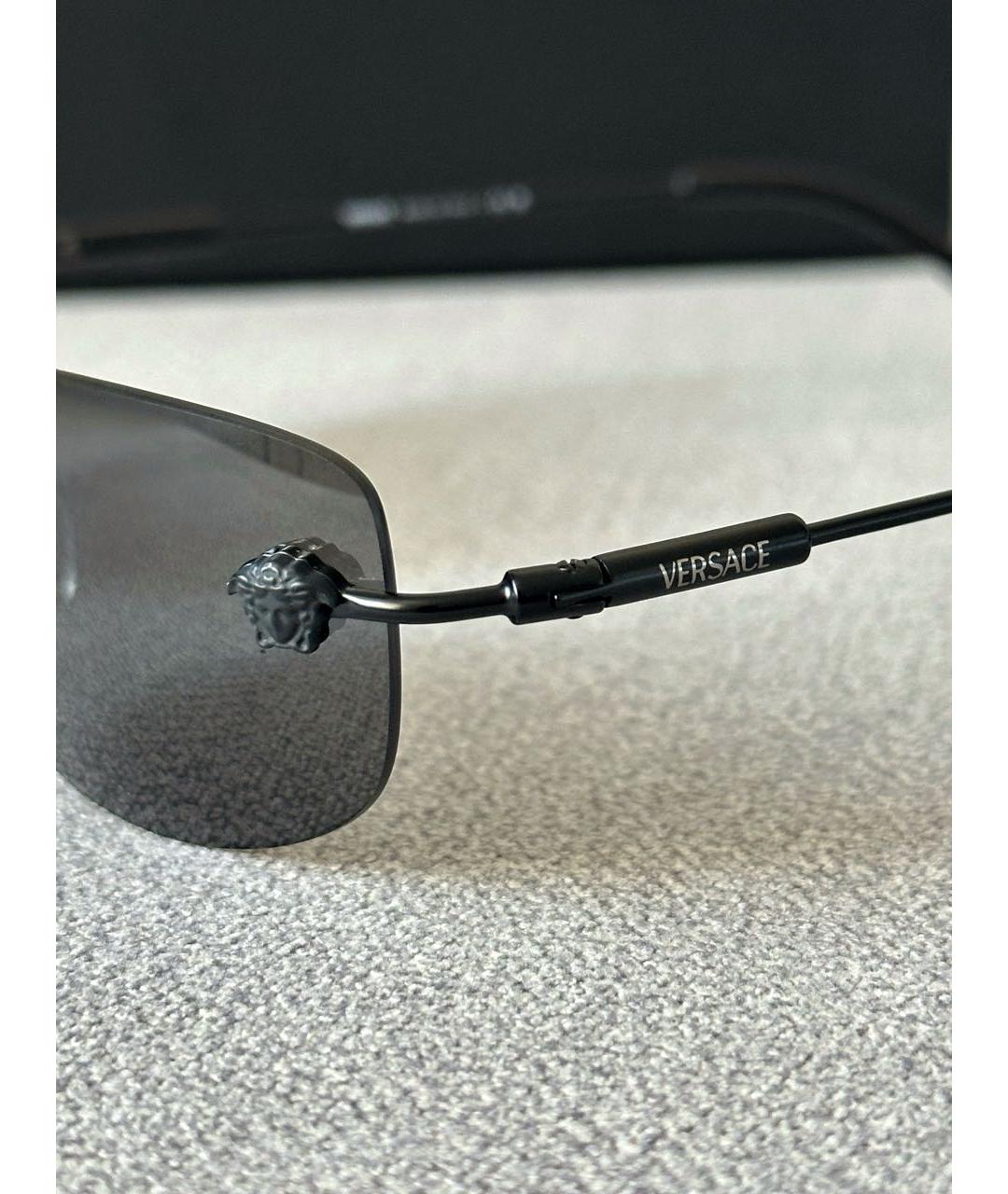 VERSACE Черные металлические солнцезащитные очки, фото 6