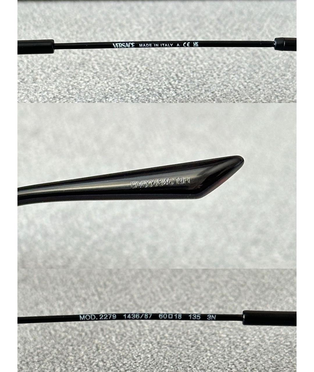 VERSACE Черные металлические солнцезащитные очки, фото 7