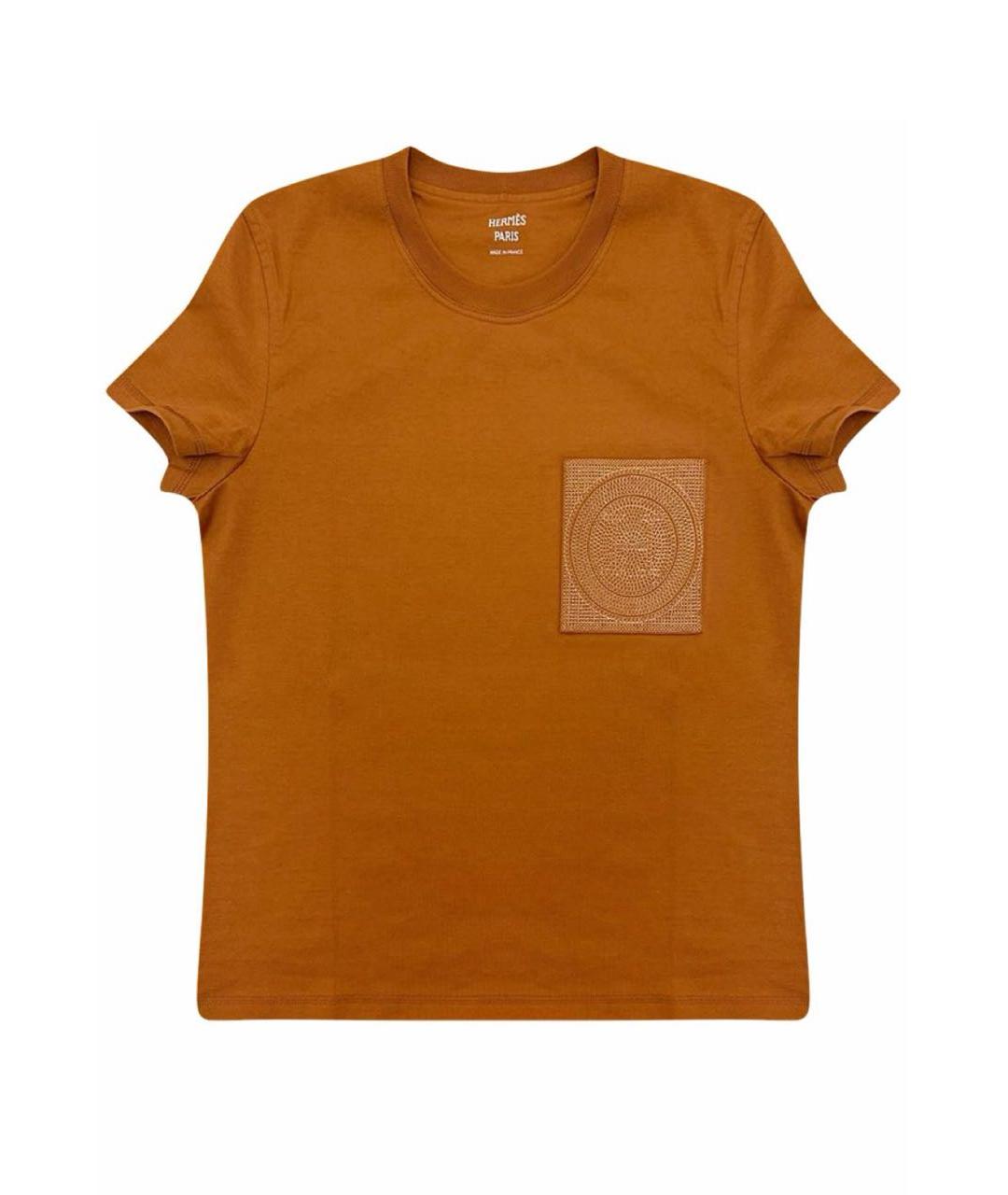 HERMES Оранжевая хлопковая футболка, фото 1