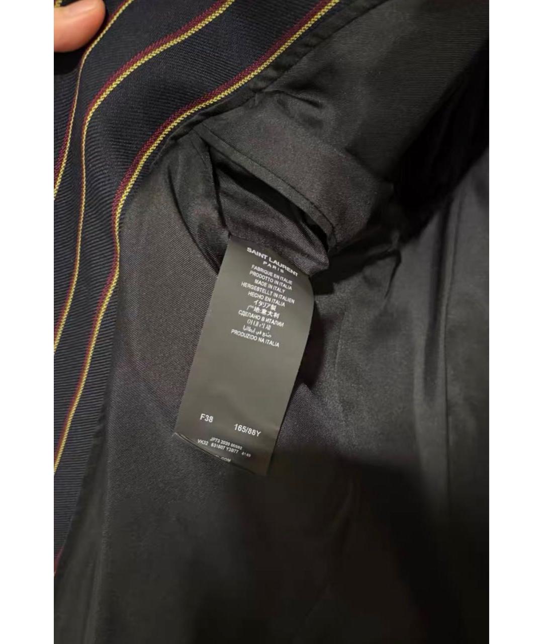 SAINT LAURENT Темно-синий шерстяной жакет/пиджак, фото 4