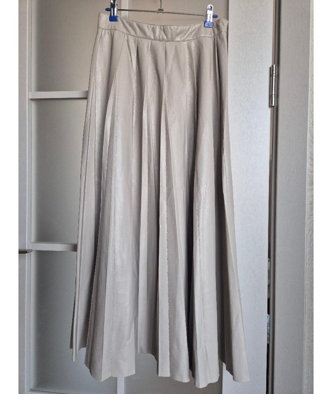 MSGM Бежевая полиэстеровая юбка миди, фото 5