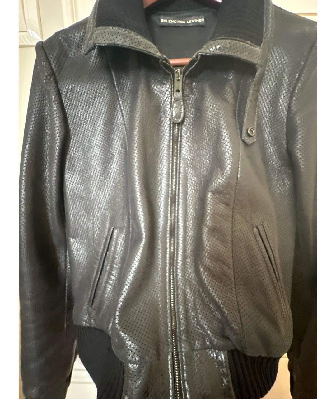 BALENCIAGA Черная кожаная куртка, фото 4