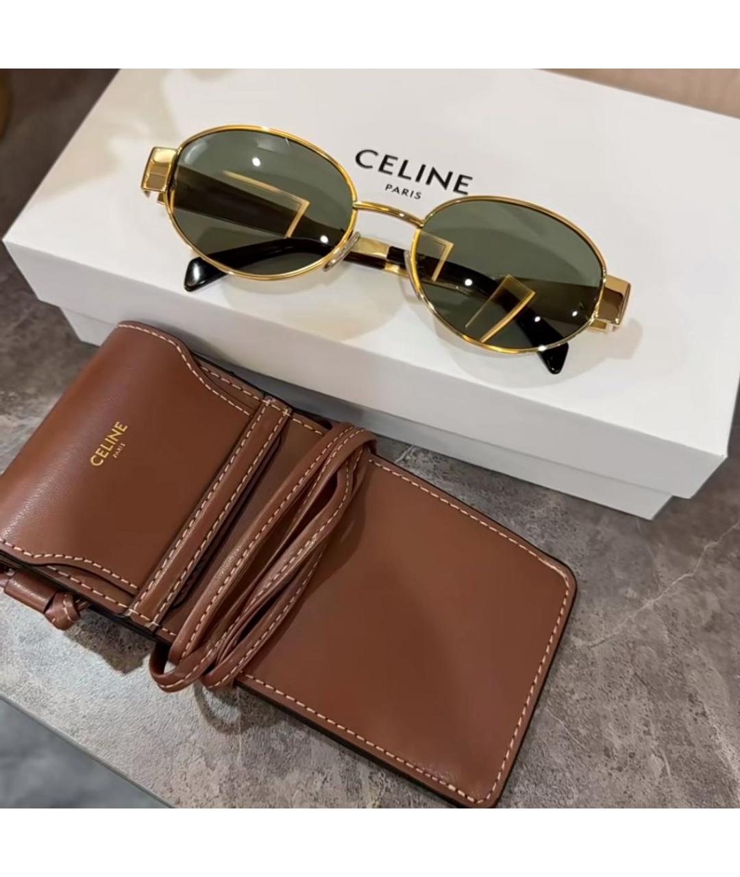 CELINE Золотые металлические солнцезащитные очки, фото 3