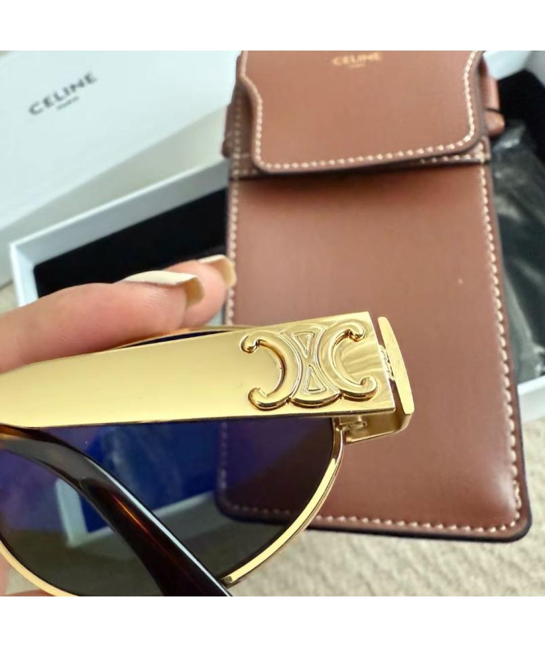 CELINE Золотые металлические солнцезащитные очки, фото 4