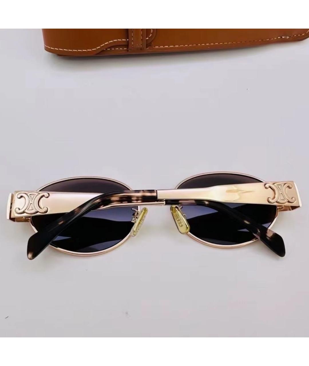 CELINE Золотые металлические солнцезащитные очки, фото 4
