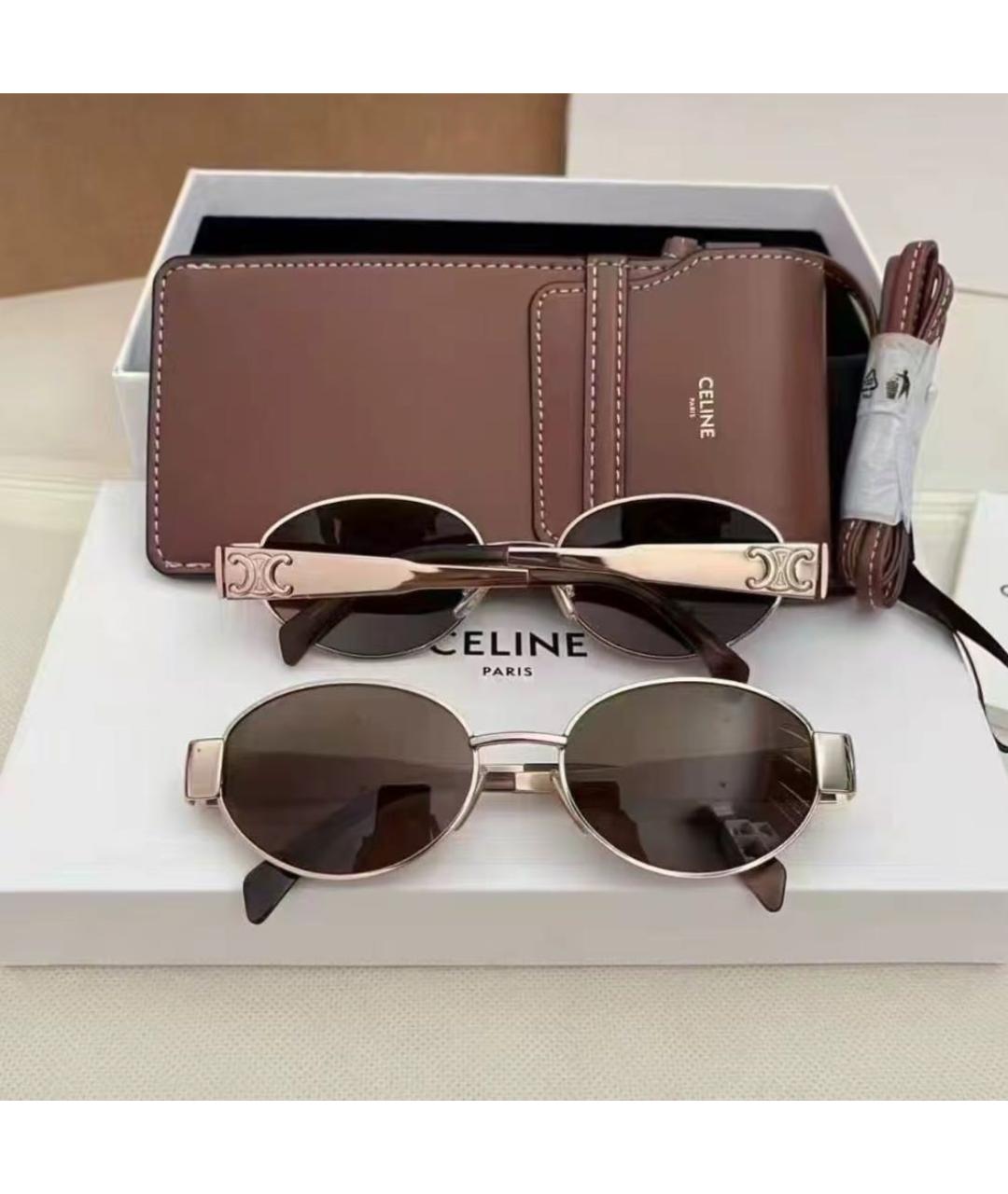CELINE Золотые металлические солнцезащитные очки, фото 3