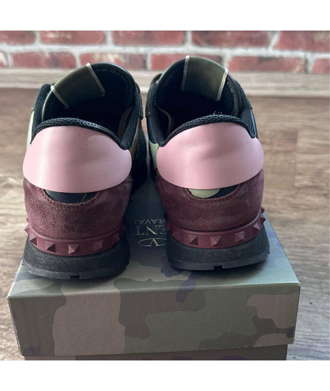 VALENTINO Хаки кожаные низкие кроссовки / кеды, фото 3