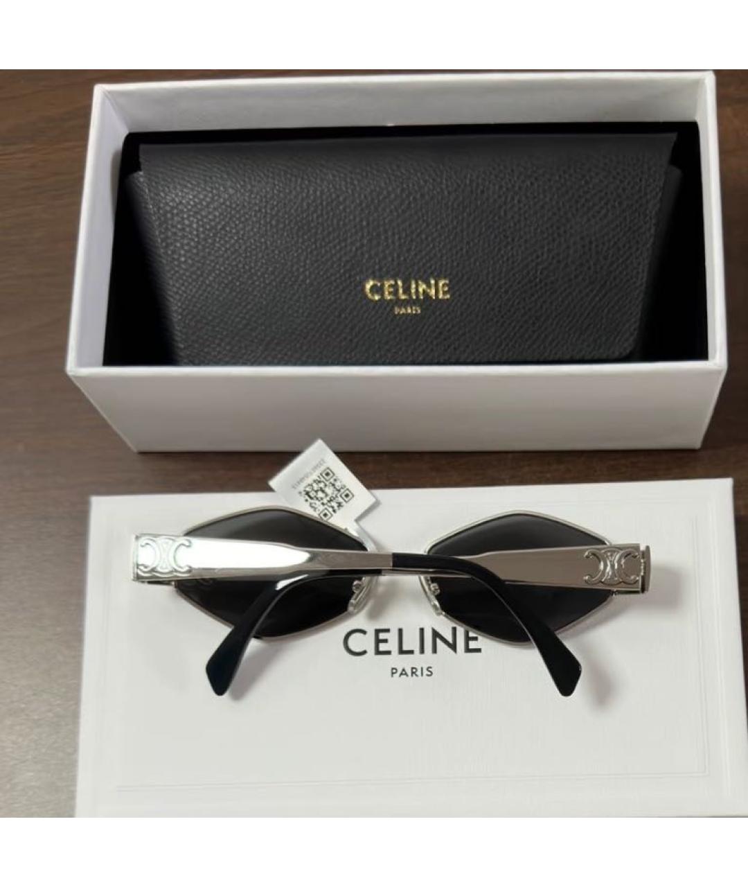 CELINE Серебряные металлические солнцезащитные очки, фото 4