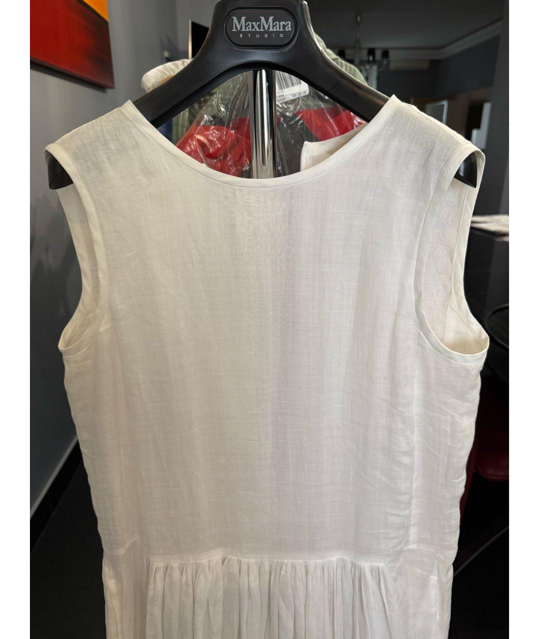 'S MAX MARA Белый льняной сарафан, фото 3
