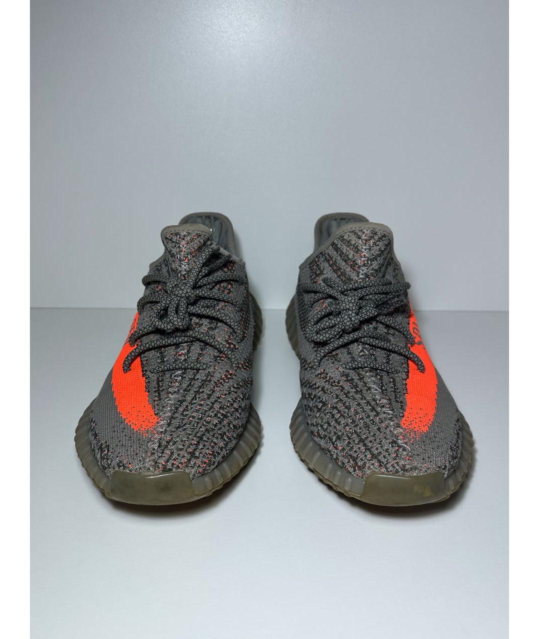 ADIDAS YEEZY Антрацитовые синтетические низкие кроссовки / кеды, фото 2