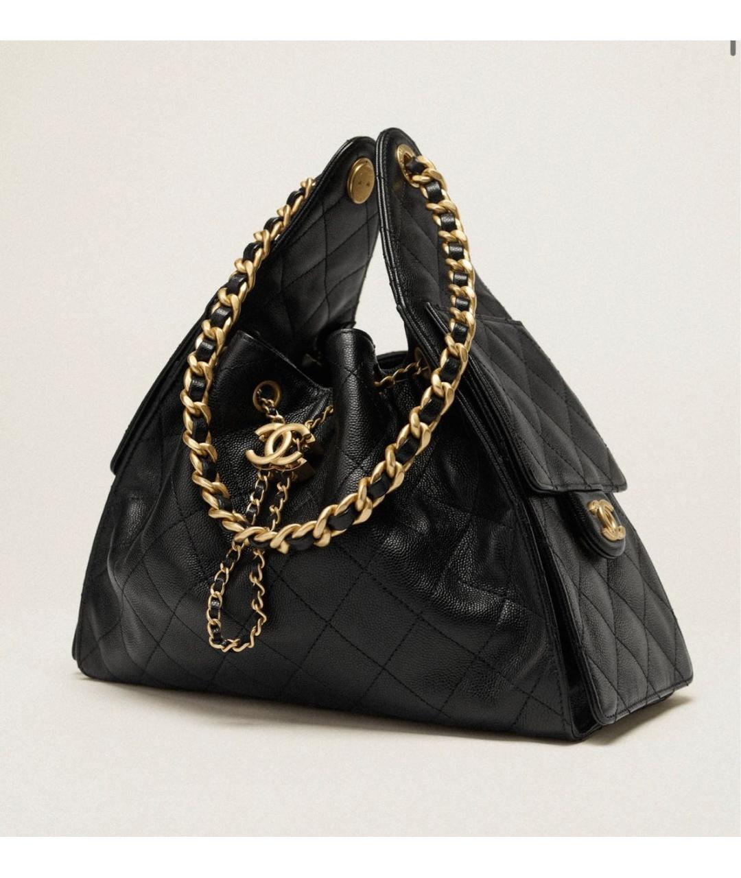 CHANEL Черная кожаная сумка тоут, фото 2