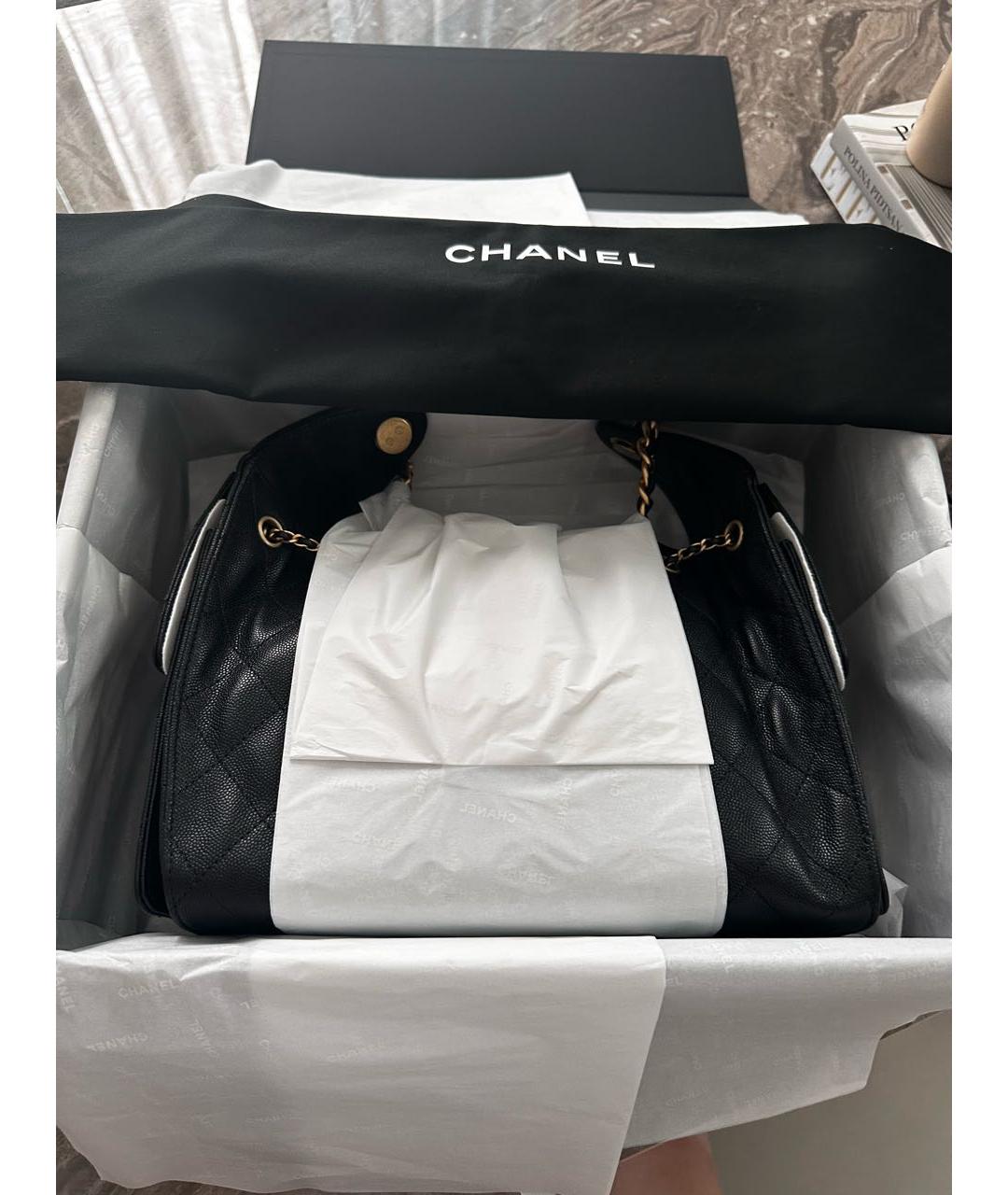 CHANEL Черная кожаная сумка тоут, фото 5